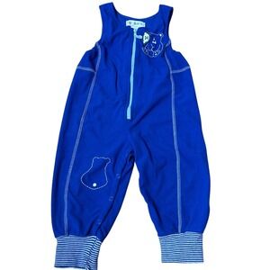 RARE VTG Gymboree Rainbow Tag 1990's Overalls Blue‎ Baby Bunting Romper Size XS